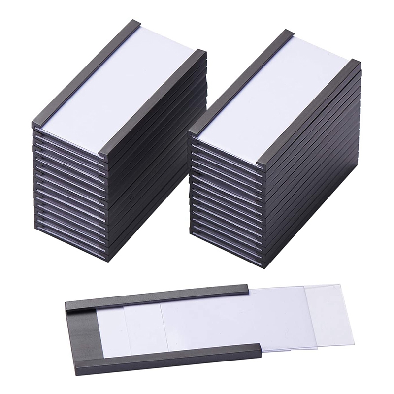 금속 선반용 투명 플라스틱 프로텍터가있는 마그네틱 데이터 카드 홀더가있는 50 개 마그네틱 라벨 홀더 (1x2 인치)